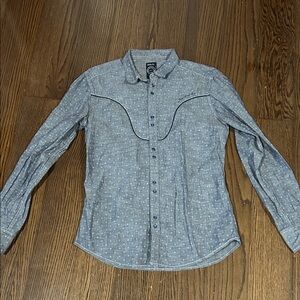 Diesel Gray Button-Up Shirt western yoke shirt with snap up buttons L